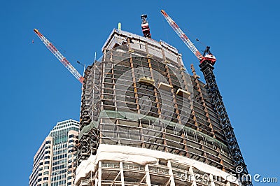 Wilshire Grand Tower construction in Los Angeles Editorial Stock Photo