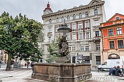 Wimmer`s Fountain, Old Town, Prague Editorial Stock Photo