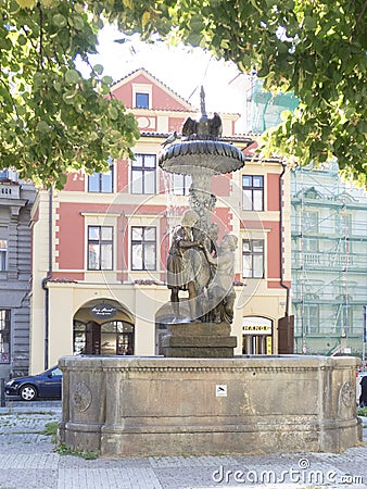 Wimmer`s Fountainn, Prague Editorial Stock Photo