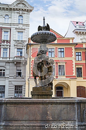 Wimmer`s Fountain in Prague Stock Photo