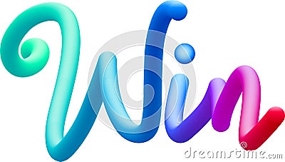 Win fluid 3d twist text made of blended colorful circles Vector Illustration