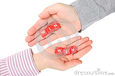 Win on hand Stock Photo