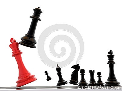 Win last move queen and king chess battel - 3d rendering Stock Photo