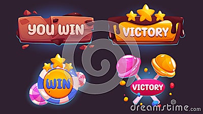 Win level game ui design button for interface Stock Photo