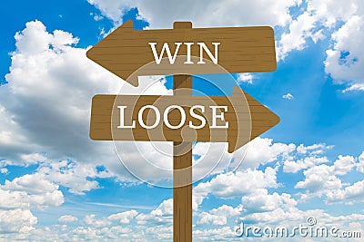 Win or loose signpost. Stock Photo
