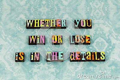 Win lose detail learn success ambition work hard determination Stock Photo