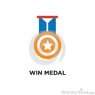 win medal icon. golden winner prize concept symbol design, succe Vector Illustration