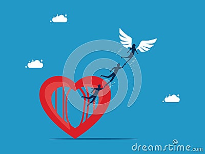 Win the mind of freedom. Escape from the heart cage. business concept Vector Illustration