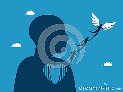 Win the mind of freedom. Escape from the heart cage. business concept Vector Illustration