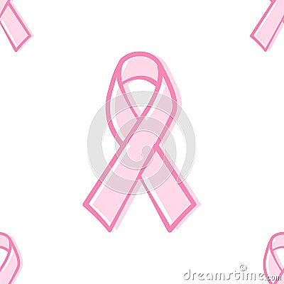 Pink ribbon breast cancer awareness symbols pattern. Seamless pattern. Vector Illustration