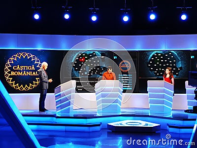 Win Romania - entertainment show on Romanian Television Editorial Stock Photo