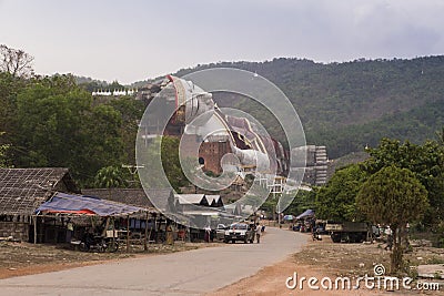 Win Sein Taw Ya, reclining Buddha statue, Mudon, Burma Editorial Stock Photo