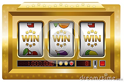 Win Slot Machine Gold Vector Illustration