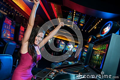 Win on slot machine Stock Photo