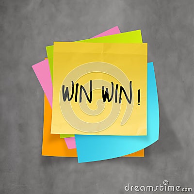 Win win words on crumpled sticky note paper Stock Photo