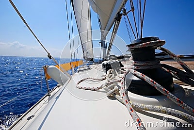 Winch on a sailing yacht Stock Photo