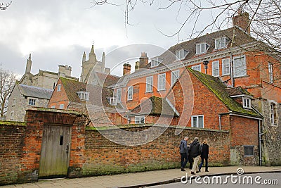 WINCHESTER, UK - FEBRUARY 5, 2017: View of Winchester College from College Street Editorial Stock Photo