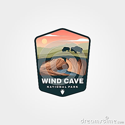 Wind cave national park travel sticker illustration design, collection of united states national park sticker design Vector Illustration