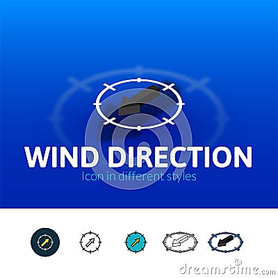 Wind direction icon in different style Vector Illustration