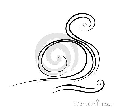 Wind doodle blow, gust design isolated on white background Vector Illustration