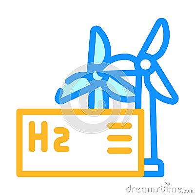 wind energy hydrogen production color icon vector illustration Vector Illustration