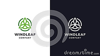 Wind energy Logotype template, positive and negative variant, corporate identity for brands, clean environment logo Vector Illustration