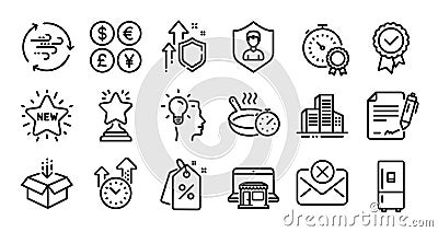 Wind energy, Reject mail and Winner line icons set. Vector Vector Illustration