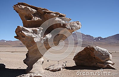 Wind erosion of rocks in Atacama Desert, Bolivia Stock Photo