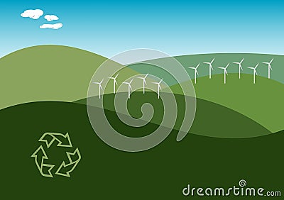 Wind Farm Illustration Vector Illustration