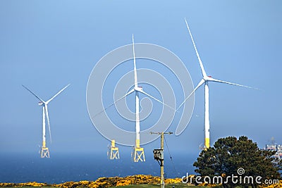 Wind turbines installation. Aberdeen, Scotland, UK. Stock Photo