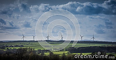 Wind Farm Turbines on Horizon Yorkshire England Stock Photo