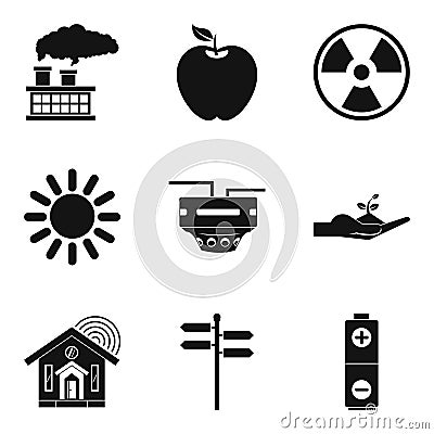 Wind force icons set, simple style Vector Illustration