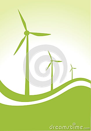 Wind generator Silhouette in light green Vector Illustration