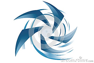 Wind Icon With Blue Arrows Indicating The Direction And Intensity Of The Wind. Generative AI Stock Photo