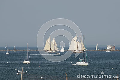 Wind Jammer Sailboats in Rockland Harbor Stock Photo