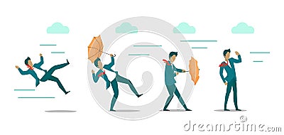 Wind Levels. Windless Breeze Strong Wind Hurricane Vector Illustration