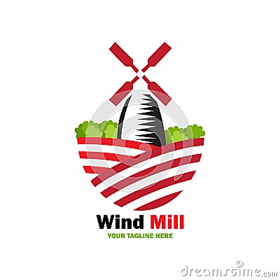 Wind mill logo design Vector Illustration