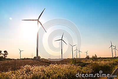 Wind mills during bright Stock Photo