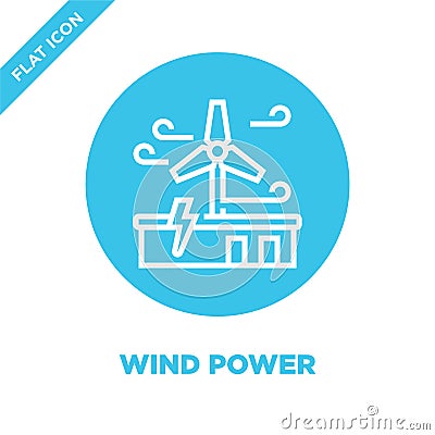 wind power icon vector from global warming collection. Thin line wind power outline icon vector illustration. Linear symbol for Vector Illustration