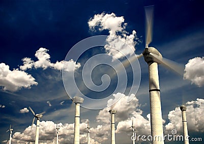 Wind power turbines Stock Photo