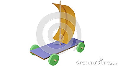 A wind powered car in 3d rendering Stock Photo