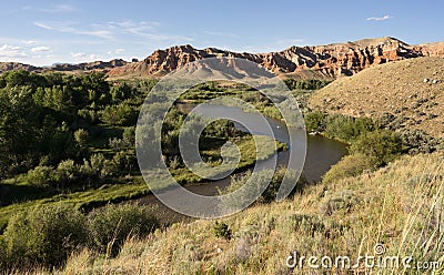 Wind River Winds Through Rugged Landscape Western Wyoming USA Stock Photo