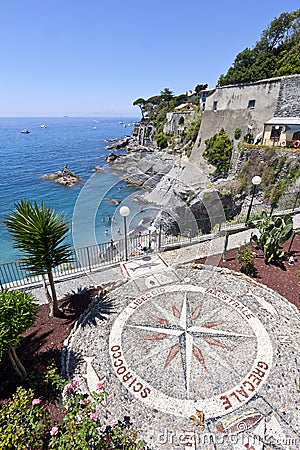 Wind Rose in Bogliasco Stock Photo