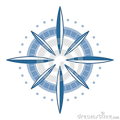 Wind rose compass. Navigation device with indication of the cardinal directions. Sign of vector nautical compass Stock Photo