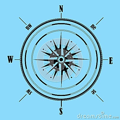 Wind rose compass.Vector illustration .Geography Vector Illustration