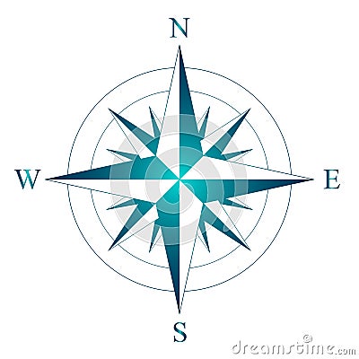 Wind rose with the designation of North, South, West and East, v Vector Illustration