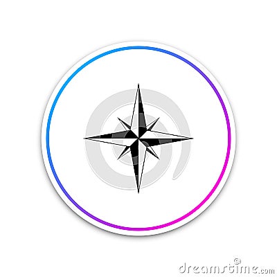 Wind rose icon isolated on white background. Compass icon for travel. Navigation . Circle white button Vector Illustration