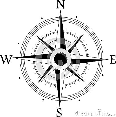 Wind rose vector black and white Stock Photo