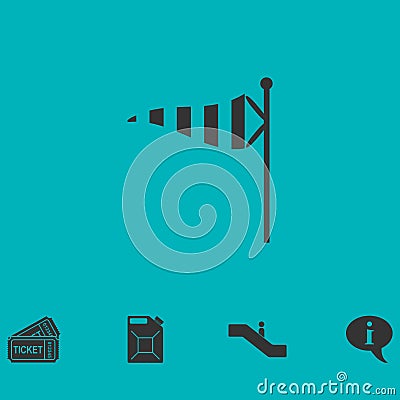 Wind sock icon flat Vector Illustration