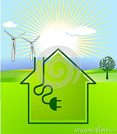 Wind-solar energy Vector Illustration